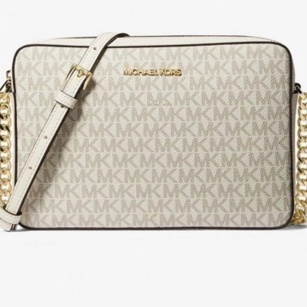 Michael Kors Beige Monogram Crossbody Bag